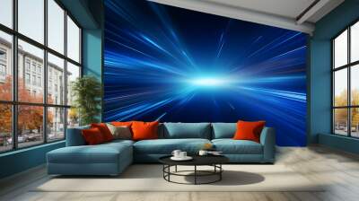 abstract blue speed motion on dark background, computer generated abstract background Wall mural