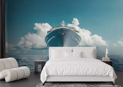 Cruise ship in the sea at sunny day. 3d render Wall mural