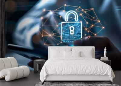 Cyber security, Data protection, information safety and encryption. internet technology. Wall mural