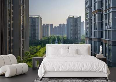 Modern apartment buildings in the city. City landscape. Wall mural