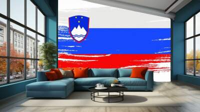 Slovenia flag in abstract brush stroke style Wall mural