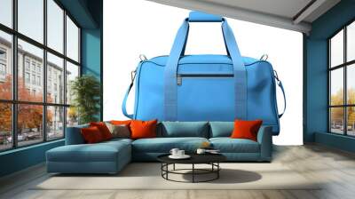 BLUE_GYM_BAG isolated on white and transparent background Wall mural