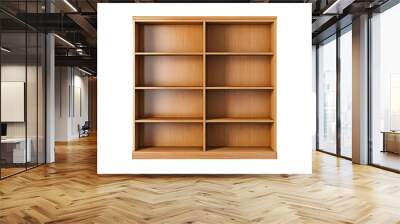 modern empty wooden bookshelf (png) isolated on transparent background Wall mural