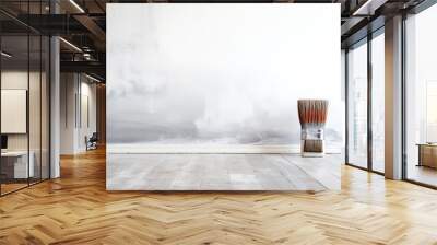 paint brushes on a white background. Top view, flat lay Wall mural