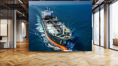 Large Tanker Ship Sailing on the Ocean Wall mural