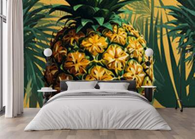 Pineapple in Bright Flat Design with Bold Colors Wall mural