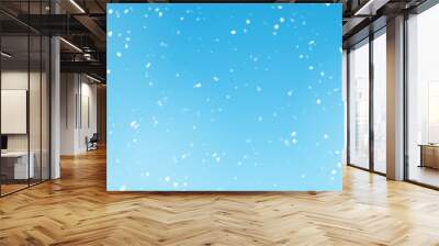 Snowfall texture of snowflakes on blurry background design weather winter sky. blue snowfall bokeh background, the snowfall in the evening Wall mural