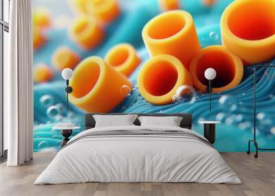 orange plastic sticks, abstract background, illustration, wallpaper Wall mural