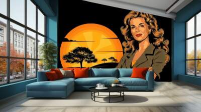 portrait of a woman, pop art, illustration, wallpaper, background Wall mural