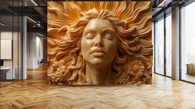 portrait of a woman, sculpture, relief, marble, abstract background Wall mural