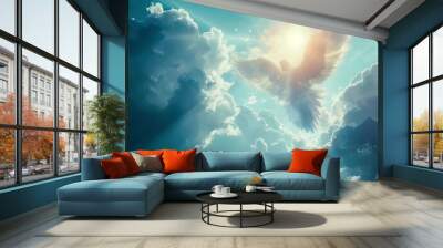 Angel in the clouds Wall mural