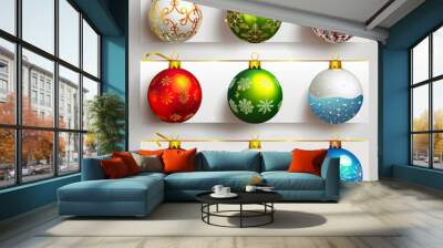 beautiful christmas balls banner, Christmas Background, New Year's eve Wall mural