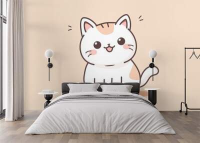 cat vector kitten icon logo cartoon character illustration doodle white  Wall mural