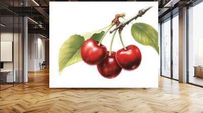 Cherry Illustration. Fruit Illustration. Generative AI Wall mural