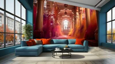 Color Splashes for Holi in Modern Temple Wall mural