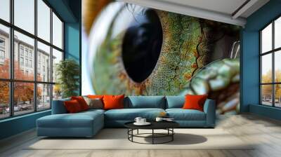 Green eye with lizard pattern Wall mural