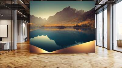 lake and mountains In Autmn  Wall mural