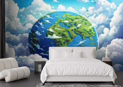 Ozone layer in cartoon style  Wall mural