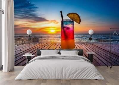 sunset on the beach Wall mural