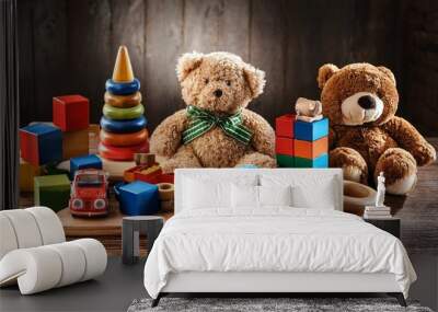 teddy bear and christmas gifts Wall mural