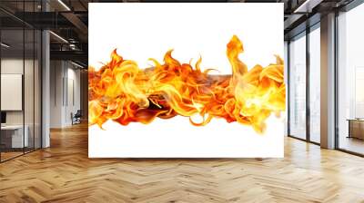 Flame fire blazing fire power in transparent background. Wide long banner screen transparent white background download Wall mural