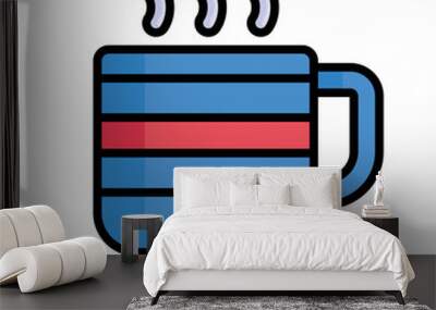 A hot tea cup vector icon design, hot beverage concept Wall mural