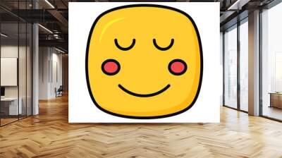 Calm face emoji icon, proud, cool expressions vector design Wall mural