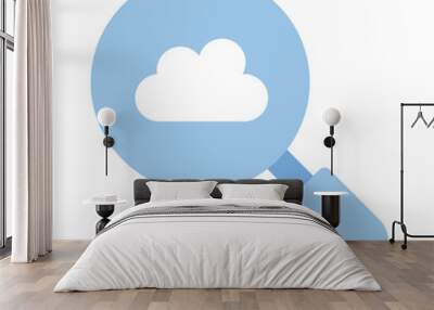 Cloud under magnifier, cloud search icon design, cloud finding vector Wall mural