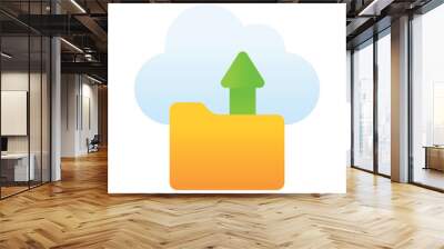 Folder with upward arrow and cloud denoting concept icon of cloud data storage, drive icon Wall mural