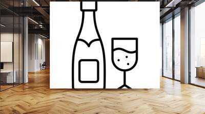 Wine bottle glyph icon isolated on white background Wall mural