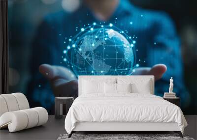 Abstract of global network and communication background Wall mural