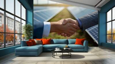 handshake on the background of the solar systems Wall mural