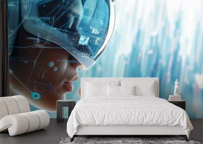 robotic humans digital background Wall mural