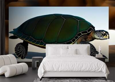 turtle on a green background Wall mural