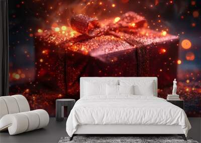 Red Background with Mystic Lights and Magic Gifts
 Wall mural