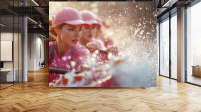 Women Competing in Pink-Themed Dragon Boat Race, breast cancer awareness
 Wall mural