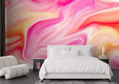 Abstract acrylic texture with marble pattern background. Beautiful swirl marble background. Colorful liquid fluid inks creative texture.	 Wall mural