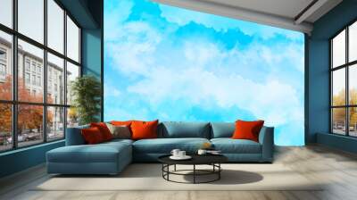 beautiful natural blue sky with white clouds. Beautiful daylight natural sky composition. Abstract nature background of romantic summer blue sky with fluffy clouds. Beautiful puffy clouds background. Wall mural