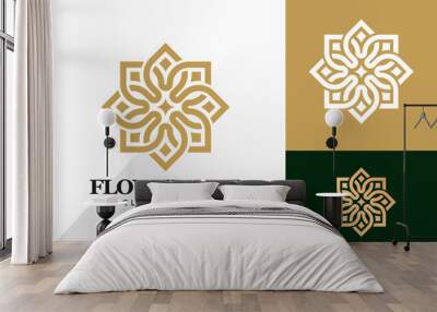 abstract flower line logo and icon design vector concept for template Wall mural