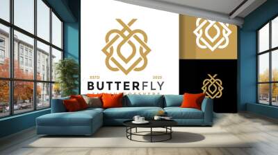 Butterfly letter m logo design vector symbol icon illustration Wall mural