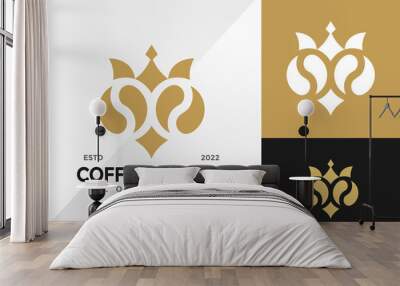 Coffee Crown Modern Logo Design Vector illustration template Wall mural