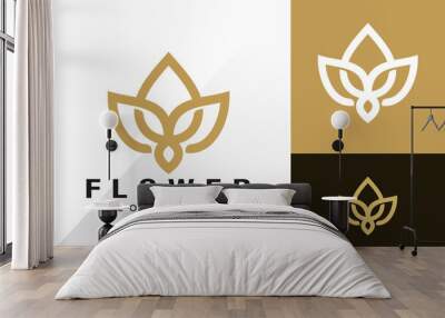 Flower line logo and icon design vector concept for template Wall mural