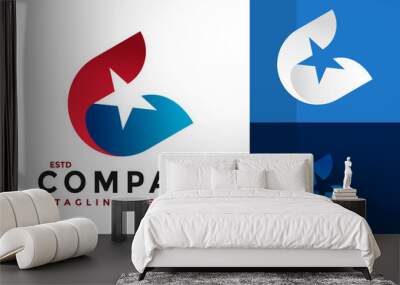 Initial C Star logo design vector symbol icon illustration Wall mural