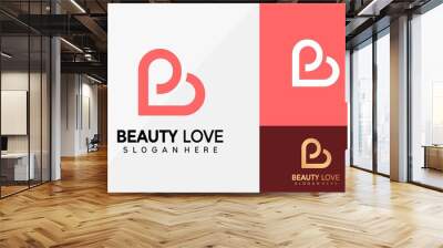 Letter B Love Logo Design, Brand Identity logos vector, modern logo, Logo Designs Vector Illustration Template Wall mural