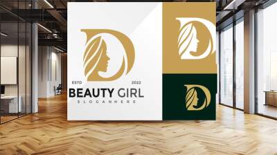 letter d beauty girl logo design vector illustration template Wall mural