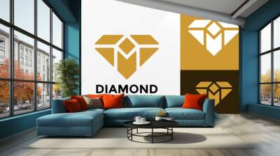 Letter M Diamond Jewellery Logo Design, Brand Identity Logos Designs Vector Illustration Template Wall mural