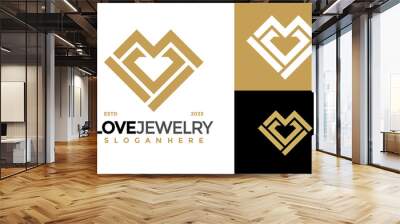 Letter M Diamond jewelry Logo design vector symbol icon illustration Wall mural