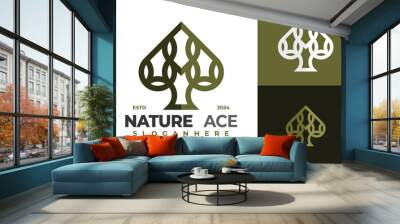 Letter M Nature Ace Spades logo design vector symbol icon illustration Wall mural