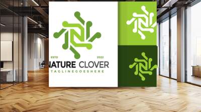 Letter N Nature Clover Logo Design, brand identity logos vector, modern logo, Logo Designs Vector Illustration Template Wall mural