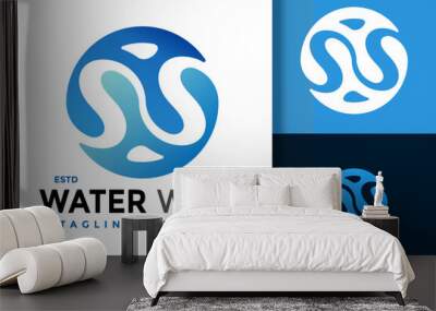 Letter N Water Waves Logo vector icon illustration Wall mural